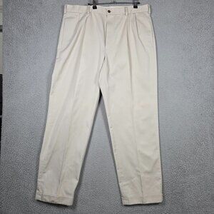 Brooks Brothers Pants Mens 38x32 Ivory Advantage Chino Elliot Flat Front Cuffed